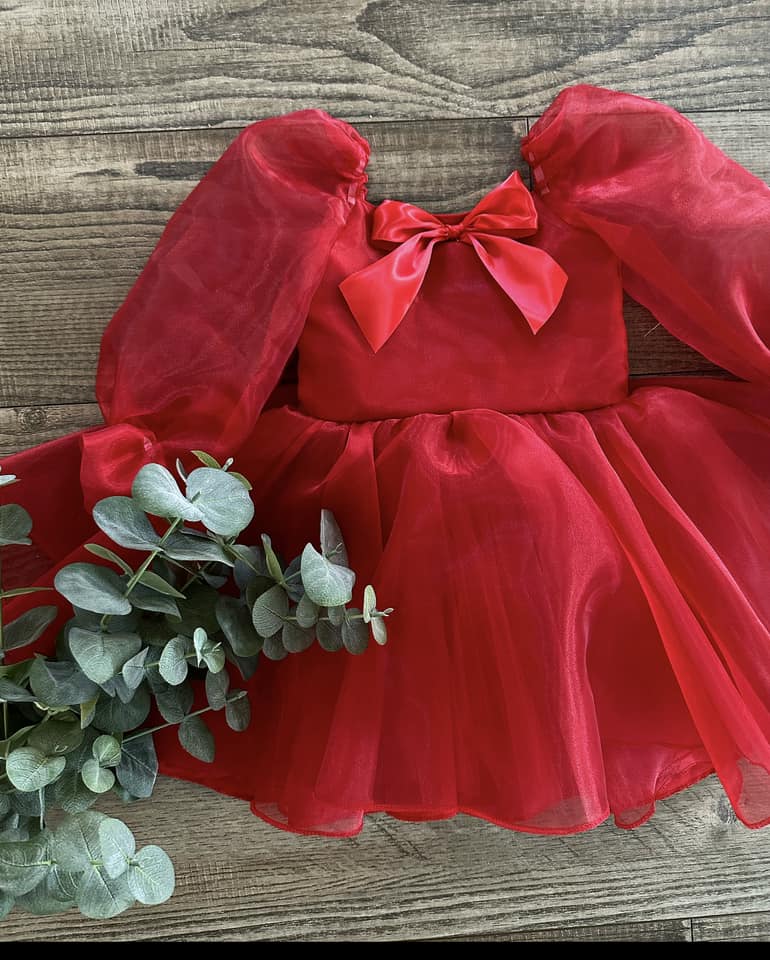 PREORDER Red Organza ultimate twirl dress