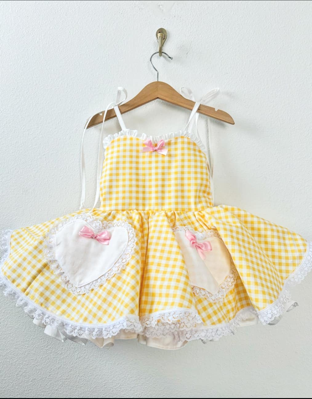 PREORDER Yellow gingham poof dress ( Petticoat layer INCLUDED)