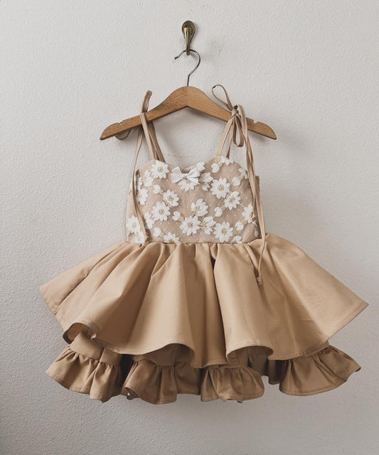 PREORDER Neutral garden poof dress (petticoat layer INCLUDED )
