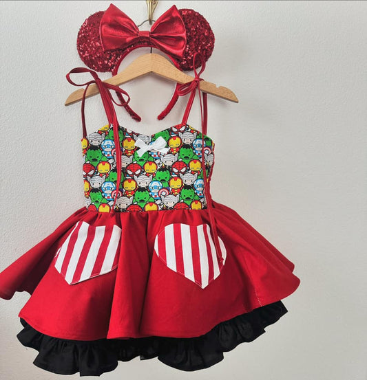 PREORDER CUSTOM Superhero poof dress with petticoat layer  ( dm details)