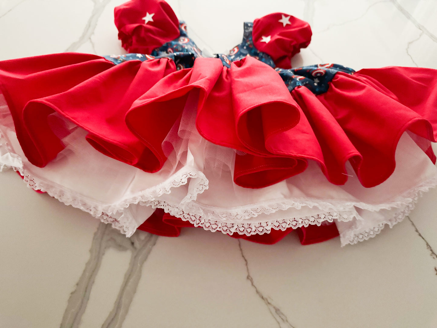 PREORDER America Shield ultimate puff dress with petticoat layer  ( DM SIZE)