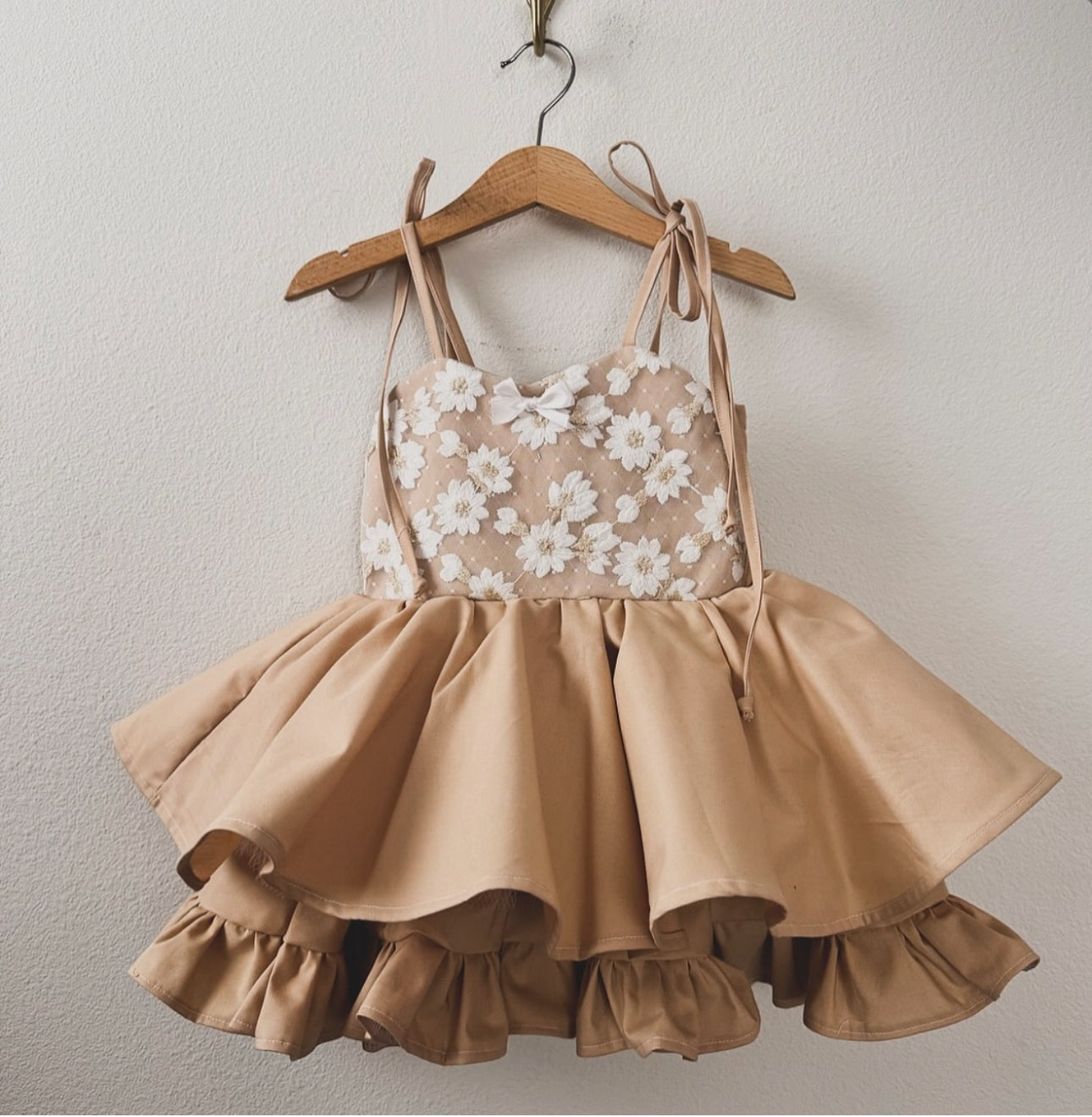2t neutral floral twirl dress