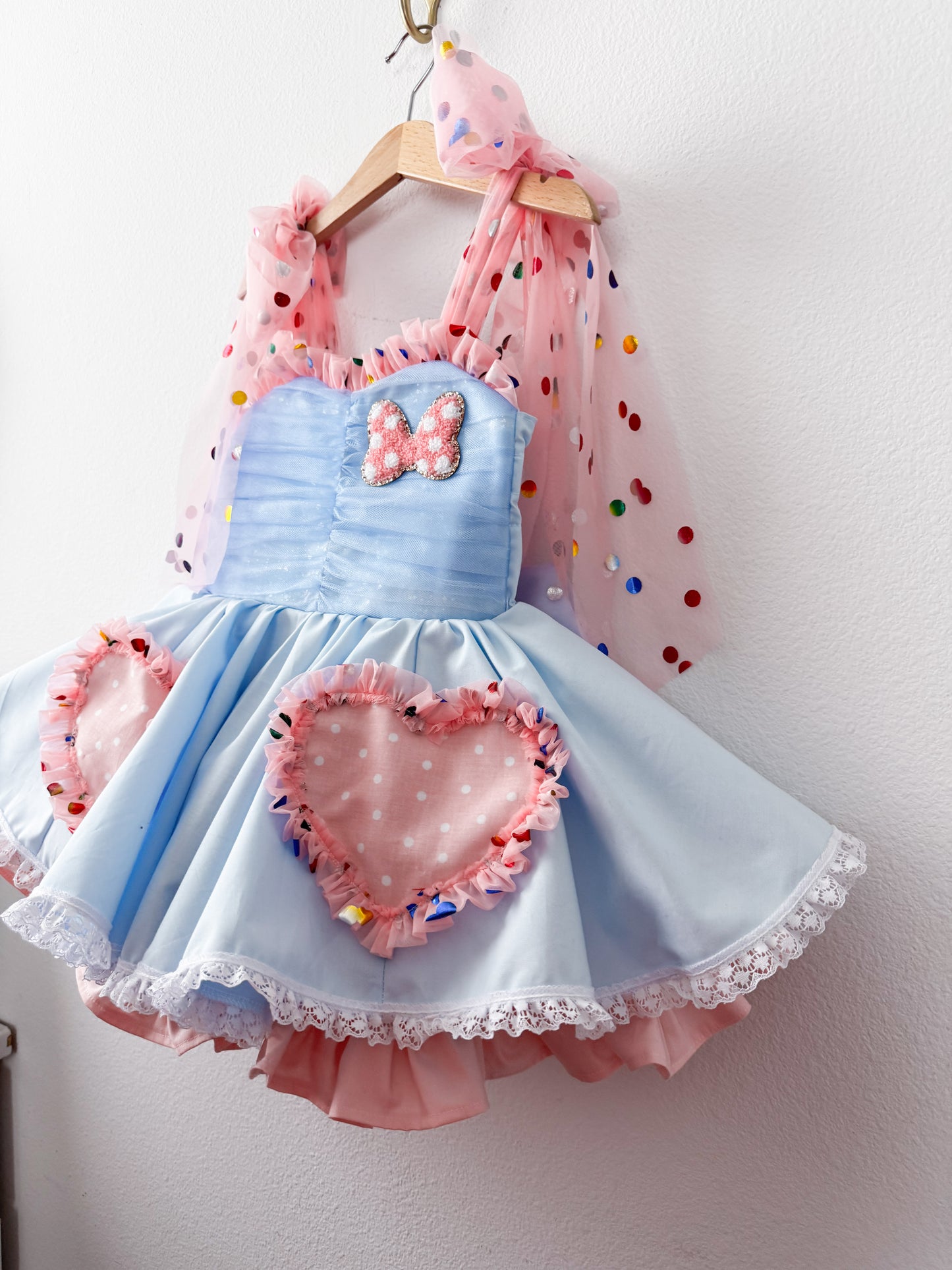 PREORDER pink+ blue poof dress ( Patch included)