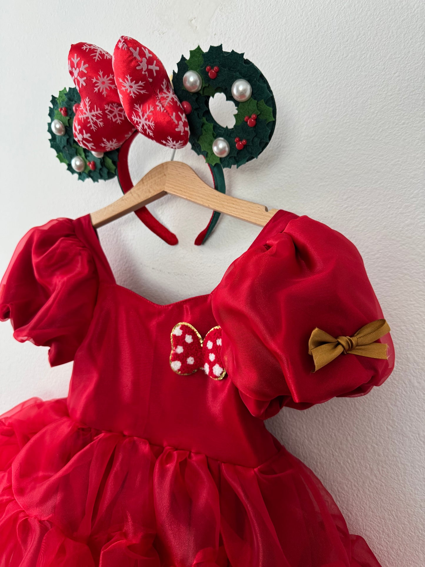 PREORDER Red Bow Organza twirl dress