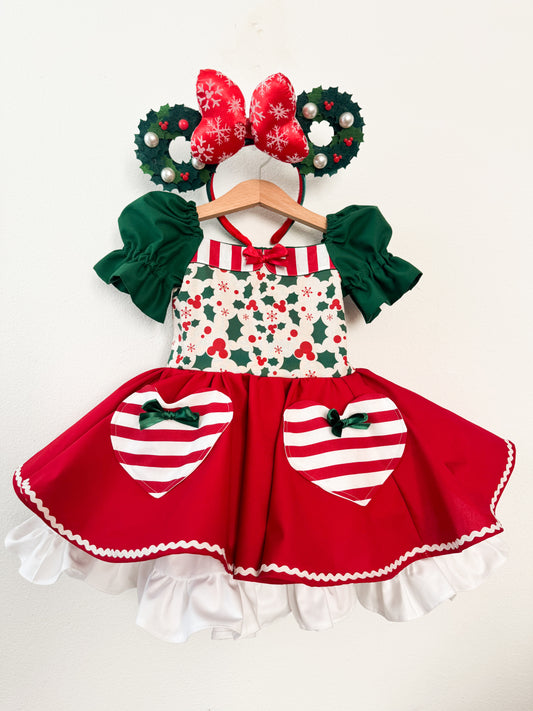PREORDER Mistletoe Mouse poof dress with petticoat layer