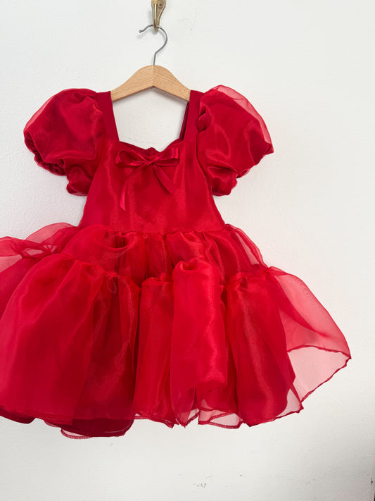 PREORDER Red Organza twirl dress