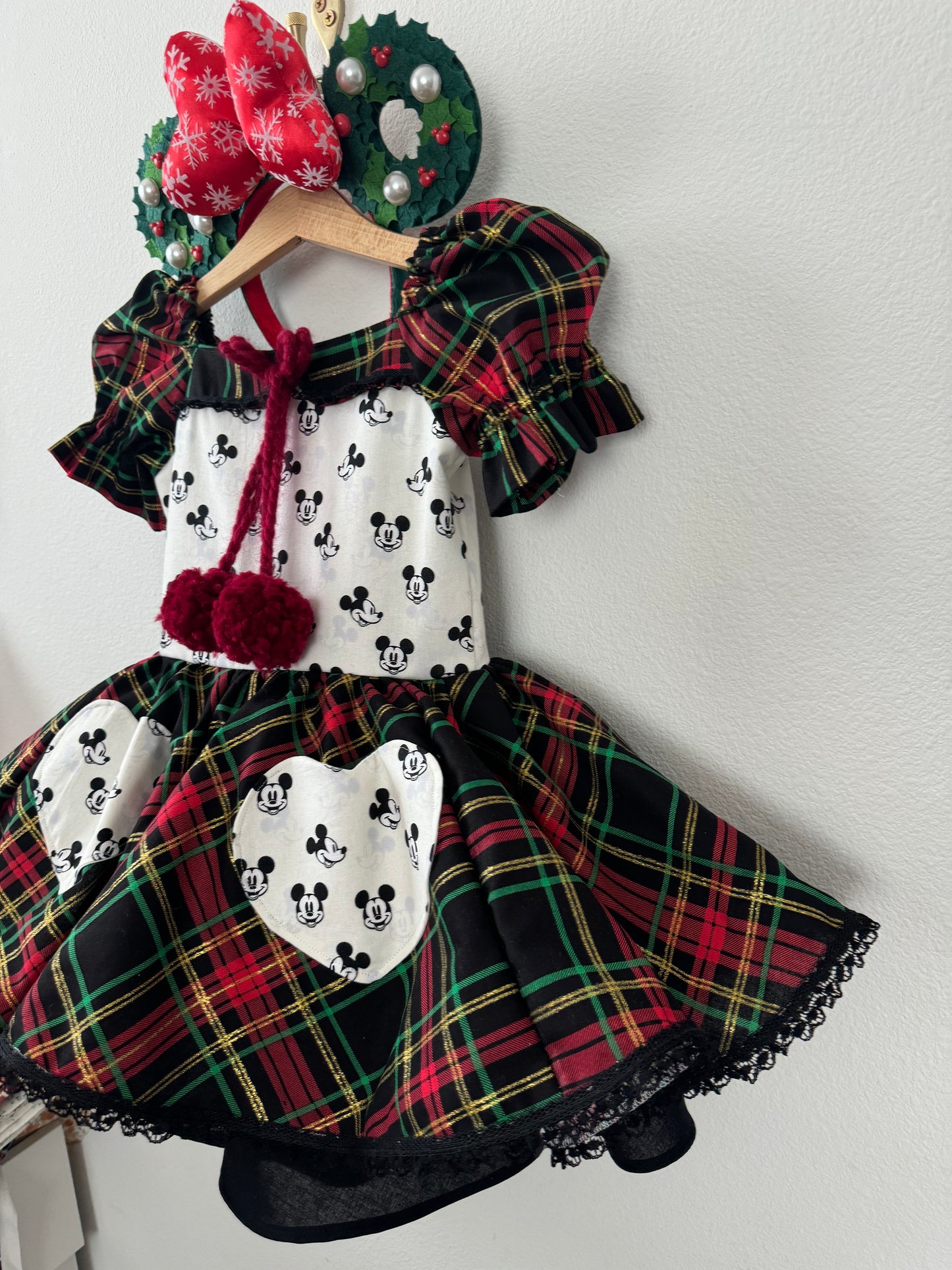 PREORDER Holiday plaid twirl dress with petticoat layer