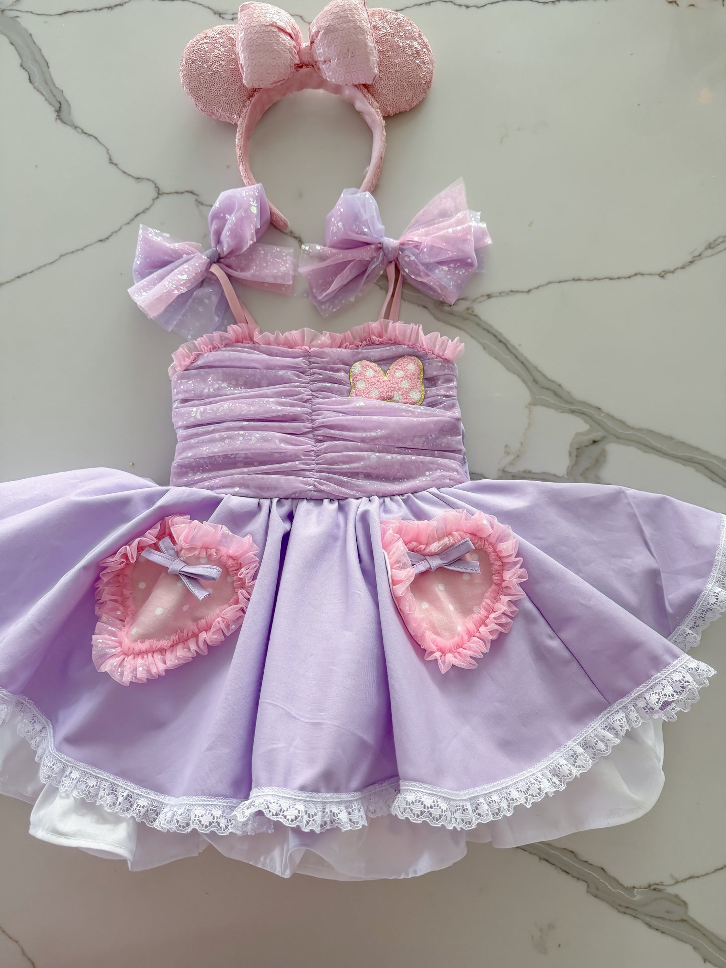 PREORDER Violet+Pink poof dress ( Patch included)