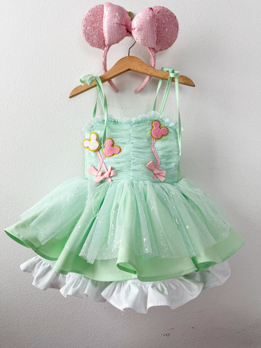 PREORDER Mint+Pink Balloon poof dress