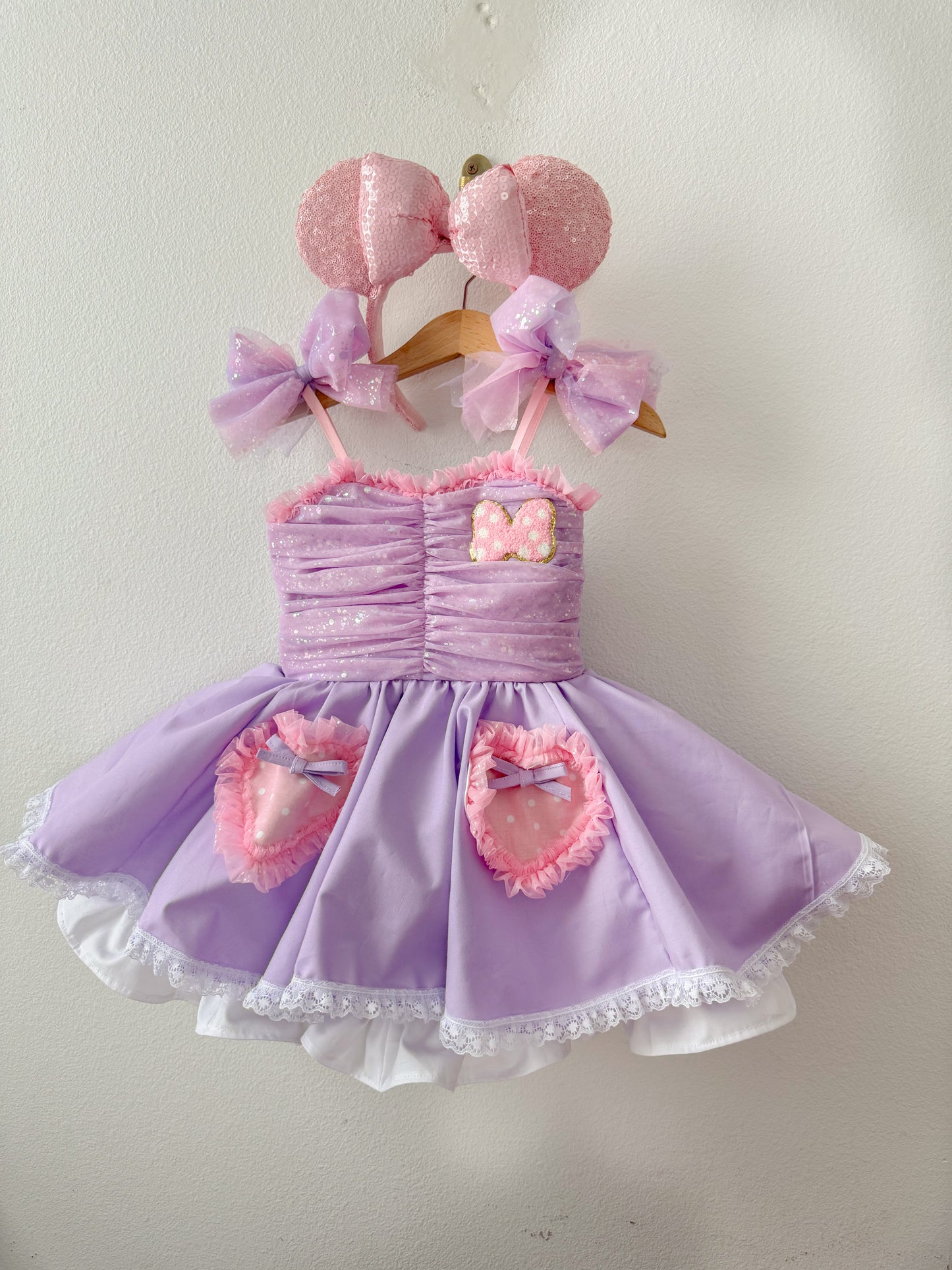 PREORDER Violet+Pink poof dress ( Patch included)