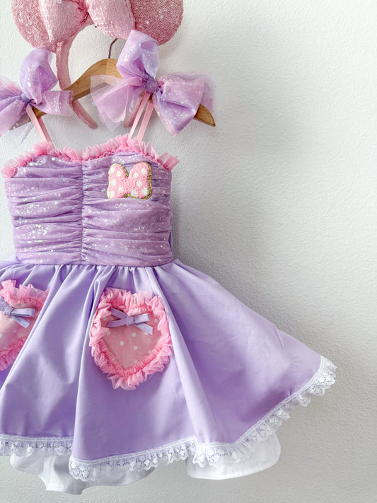 PREORDER Violet+Pink poof dress ( Patch included)