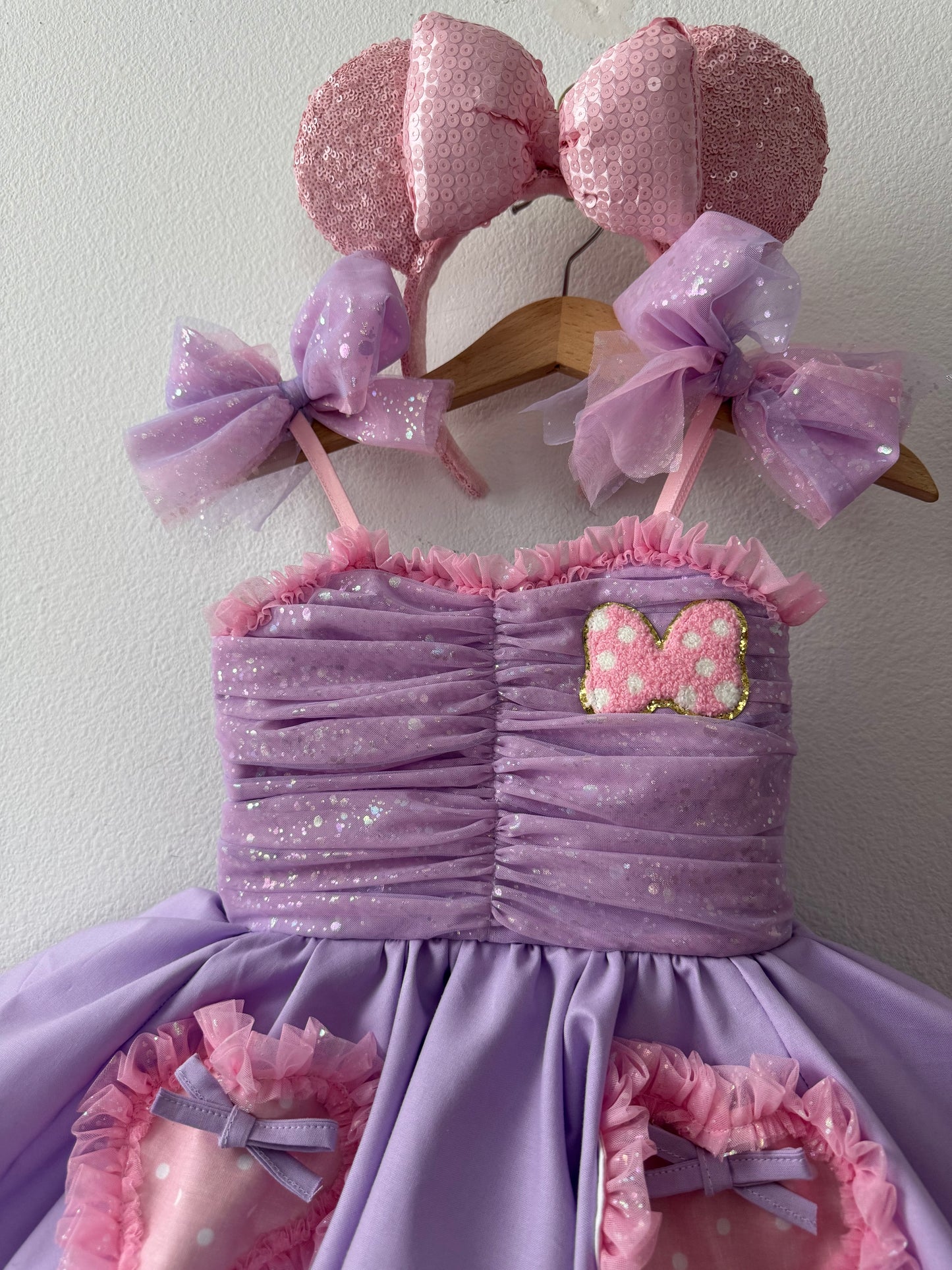 PREORDER Violet+Pink poof dress ( Patch included)