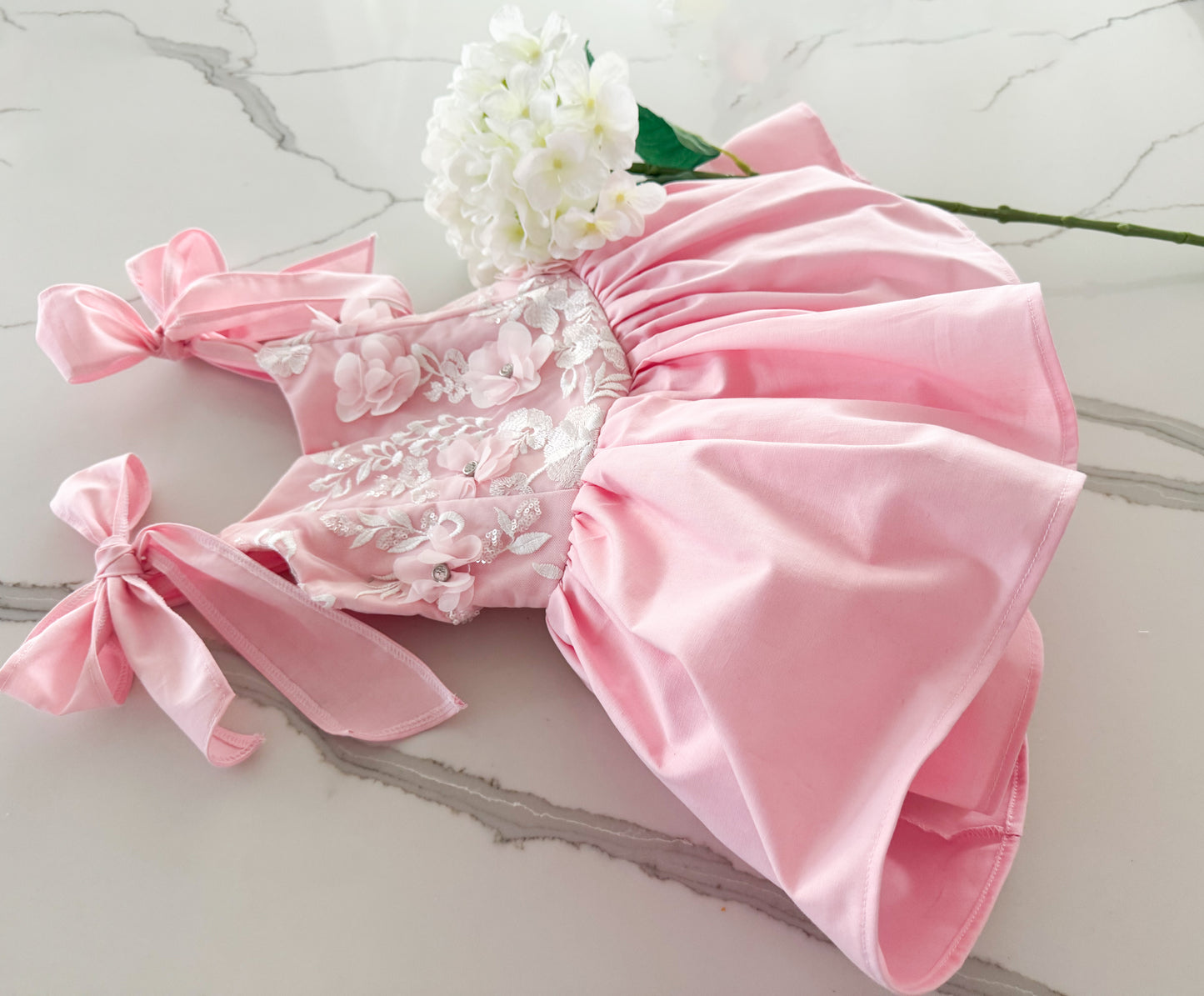 PREORDER Embellished V-shape dress with petticoat layer