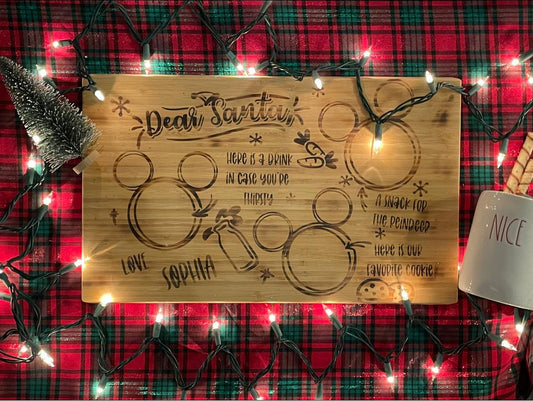 Mouse inspired custom name Santa cutting board