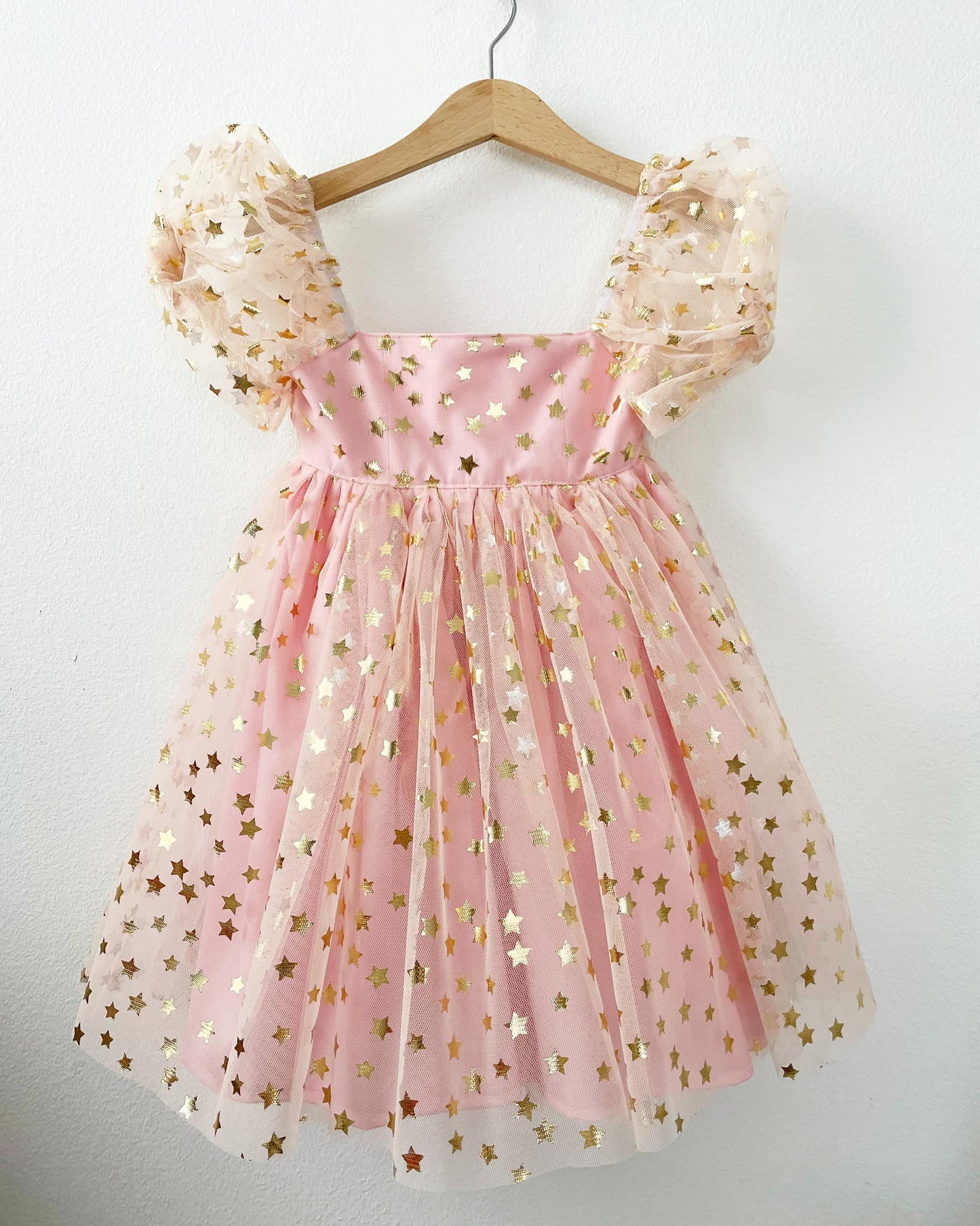 PREORDER To the stars babydoll dress (pink+gold)