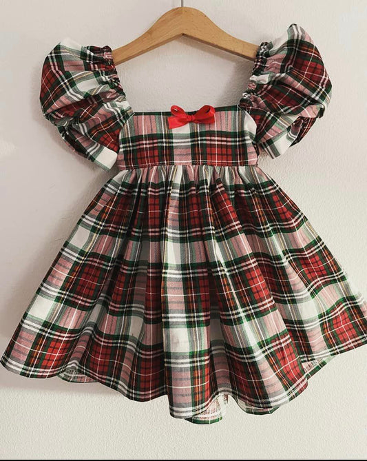 PREORDER All over plaid babydoll dress
