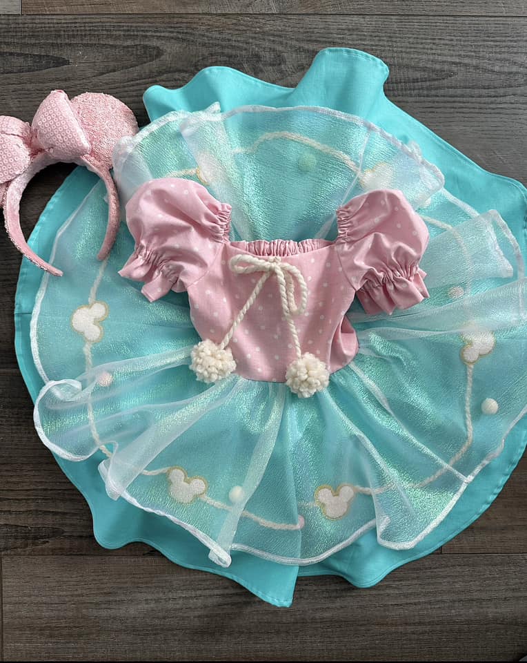 PREORDER Teal+Pink ultimate twirl dress (petticoat layer included)