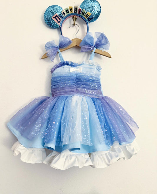 PREORDER Blue ombre shimmer dress (patch add-on separate)