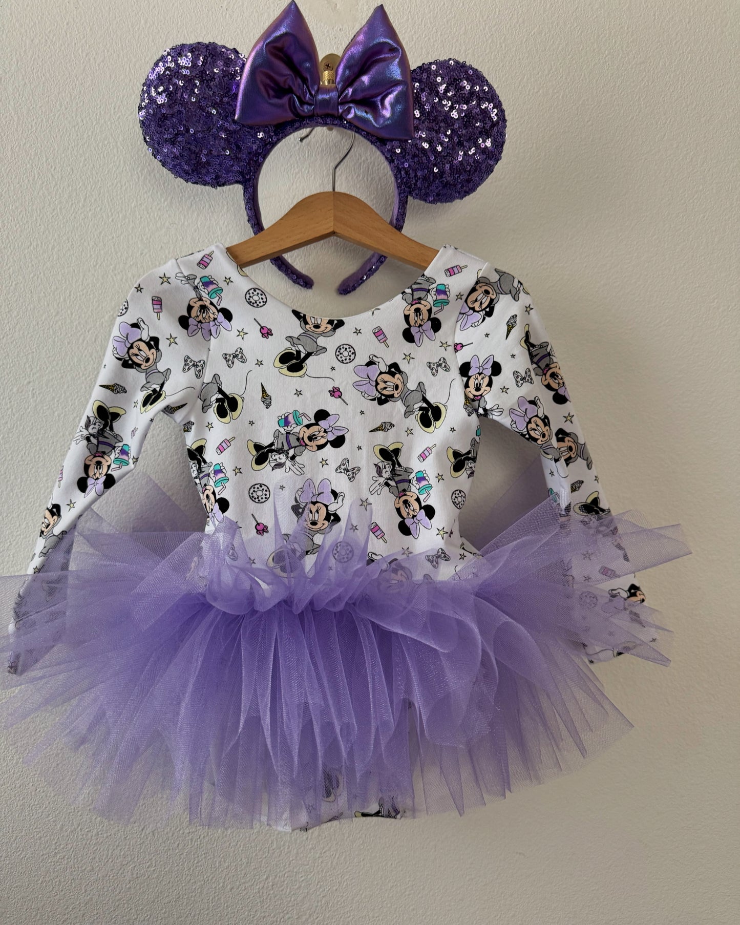 PREORDER Mouse Playsuit with purple tulle