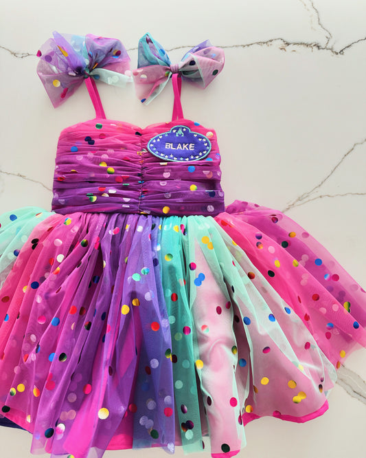 PREORDER Confetti dot ombre twirl dress (Add name tag or patch in separate listing)