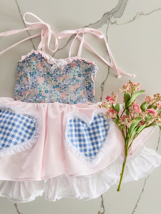 PREORDER Pastel floral twirl dress WITH petticoat layer