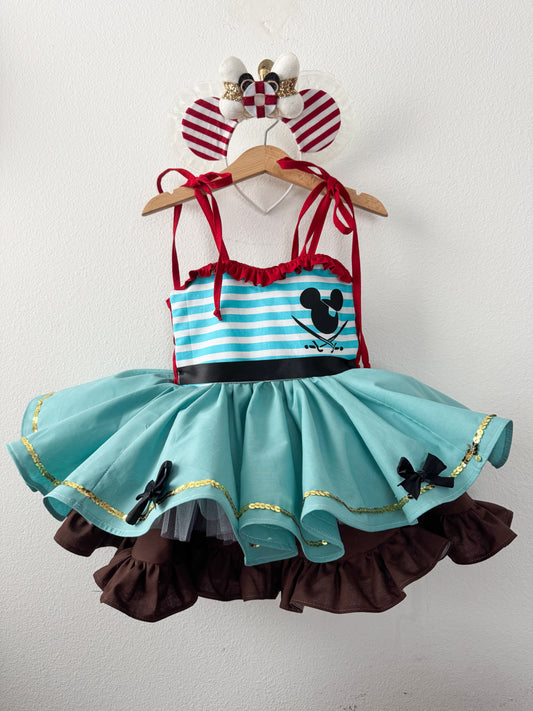 PREORDER Pirate night twirl dress with double petticoat