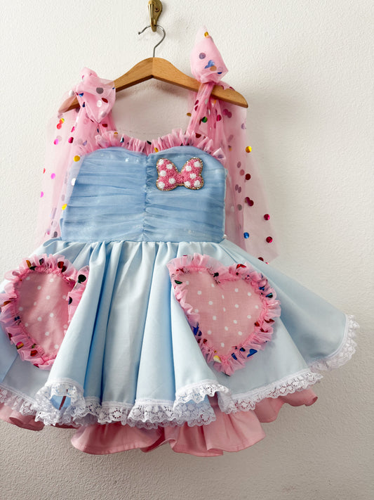 PREORDER pink+ blue poof dress ( Patch included)