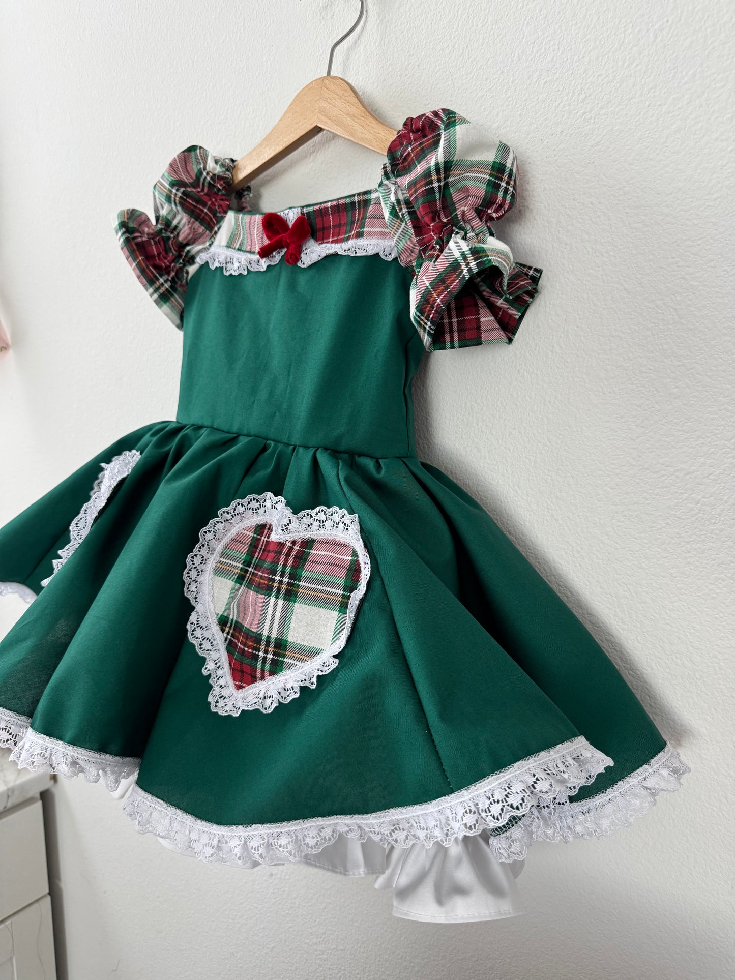 PREORDER Plaid and Green twirl dress