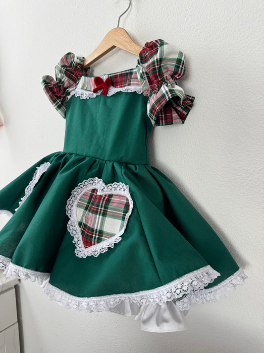 PREORDER Plaid and Green twirl dress