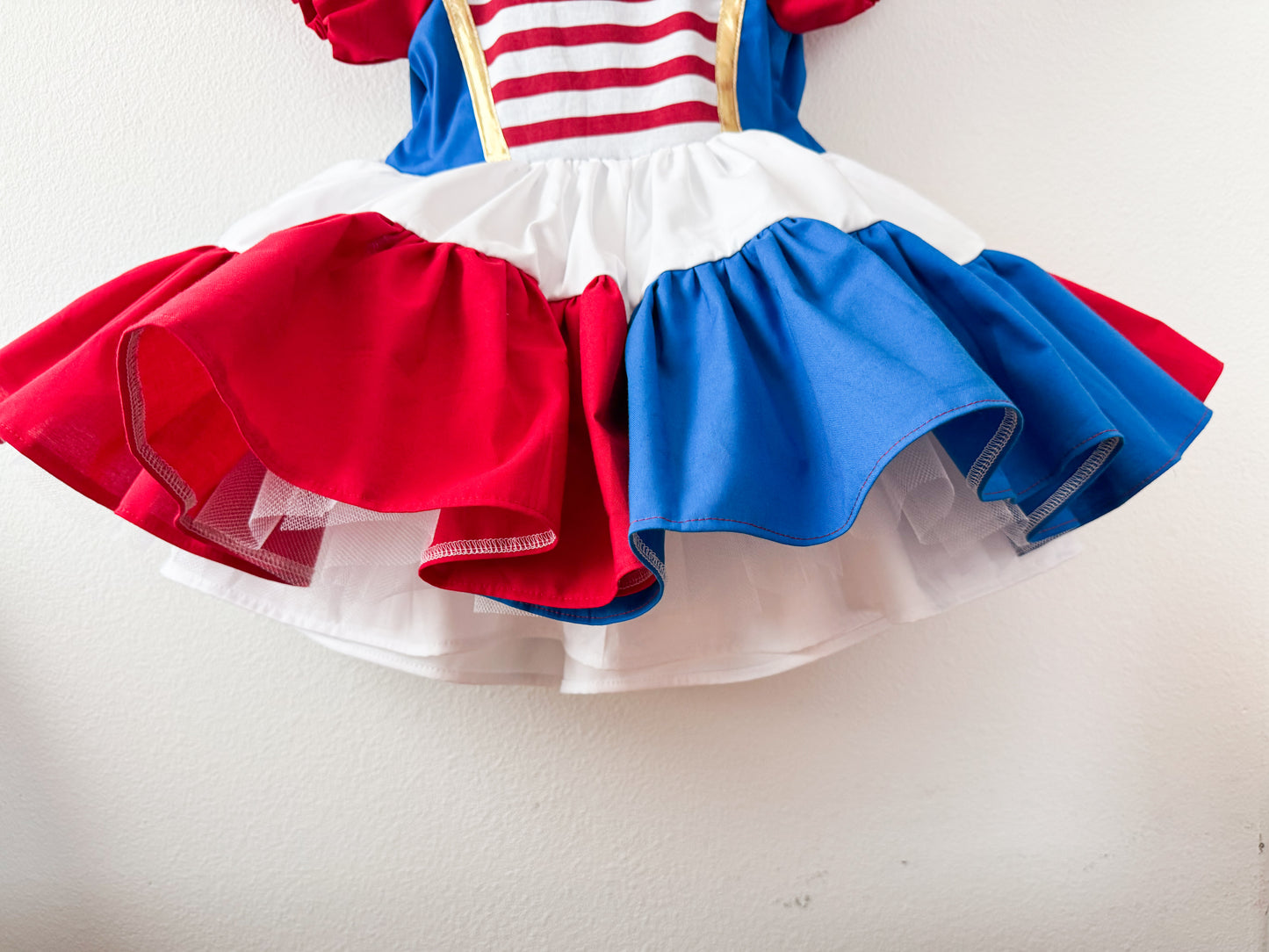 PREORDER Nautical color block poof dress with petticoat layer