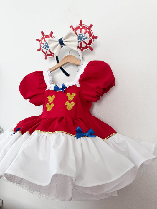 PREORDER Sleeved boarding pass poof dress with petticoat layer