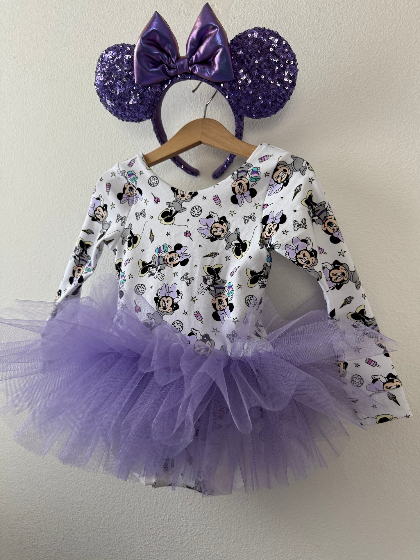 PREORDER Mouse Playsuit with purple tulle