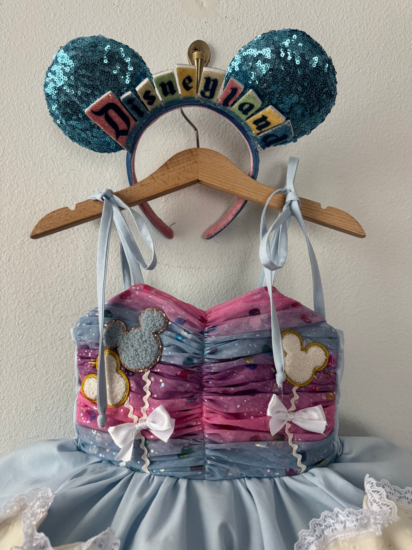 PREORDER Blue Celebration mouse balloon dress WITH petticoat layer