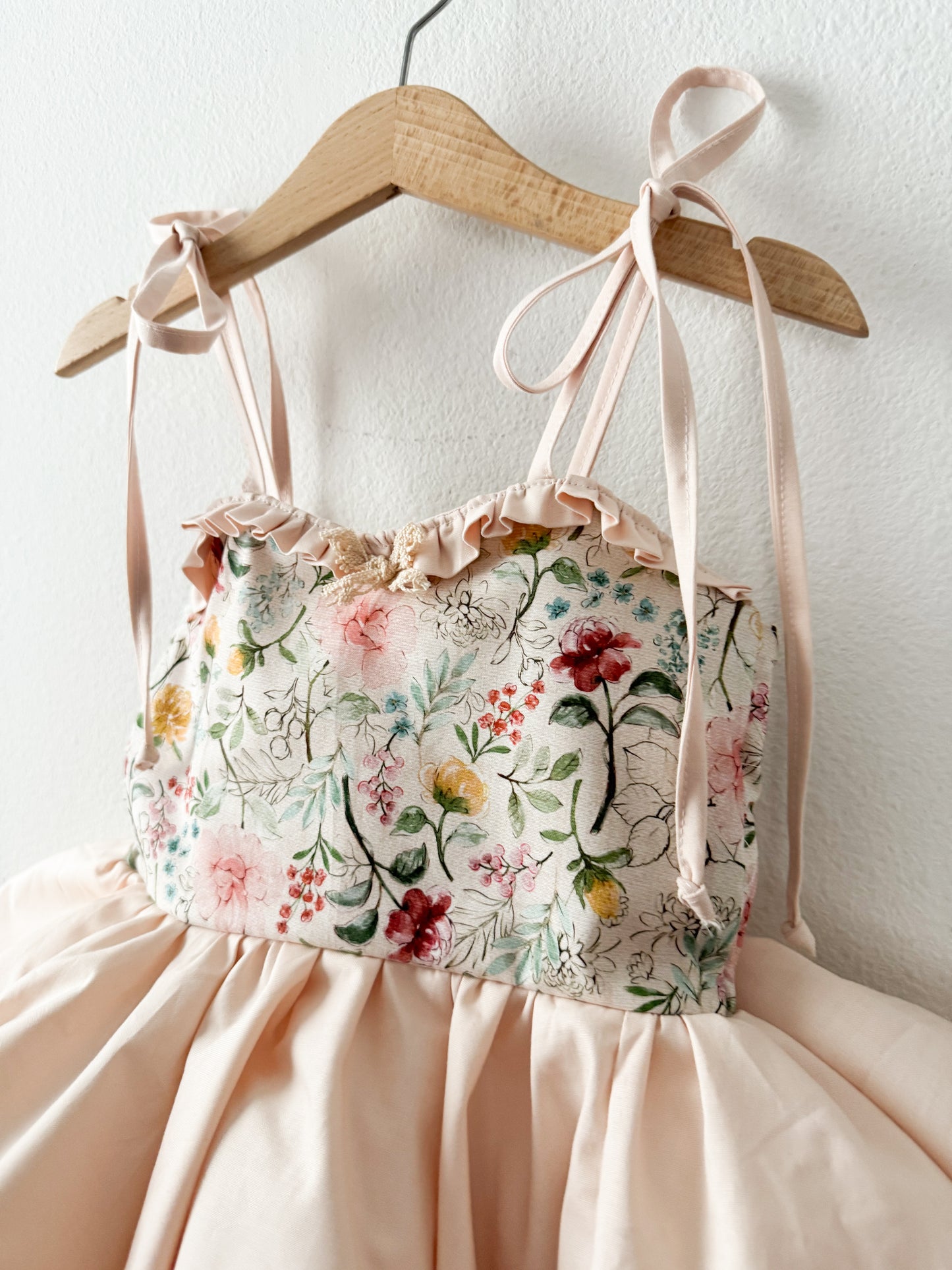 Peachy and cream floral twirl dress with petticoat layer